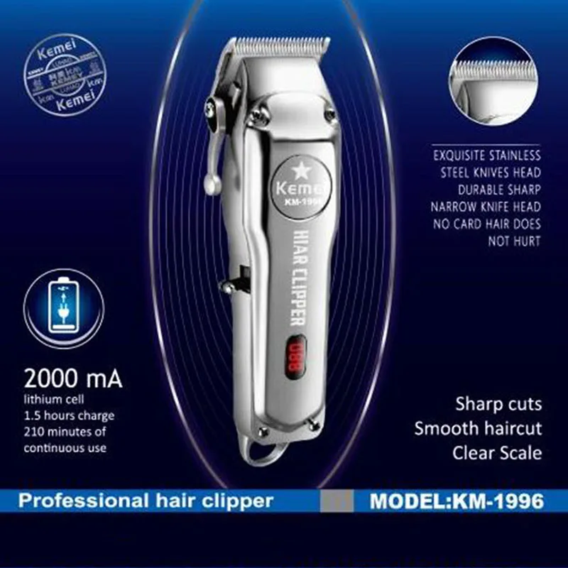 

110-240v stainless professional hair trimmer rechargeable clipper men electric beard shaver cutter hair cutting machine barber