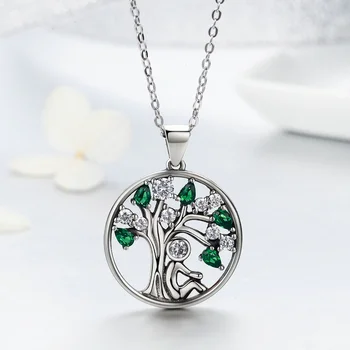 New Style Child Under The Tree Pendant Necklace Female 925 Sterling Silver Pendant Green Crystal Necklace Women Fine Jewelry
New Style Child Under The Tree Pendant Necklace Female 925 Sterling Silver Pendant Green Crystal Necklace Women Fine Jewelry