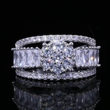 

Huitan Classic Four Prong Engagement Ring Band With Dazzling Brilliant Cubic Zircon Stone Noble Silver Color Wholesale Lots&Bulk