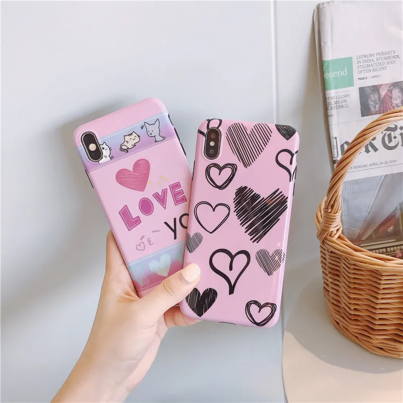 Cute Love Heart Painting Cases For iphone 11 Pro max XR XS X Case For iphone 8 7 plus 6 6s Soft Back Cover Fashion Cartoon Funda
Cute Love Heart Painting Cases For iphone 11 Pro max XR XS X Case For iphone 8 7 plus 6 6s Soft Back Cover Fashion Cartoon Funda