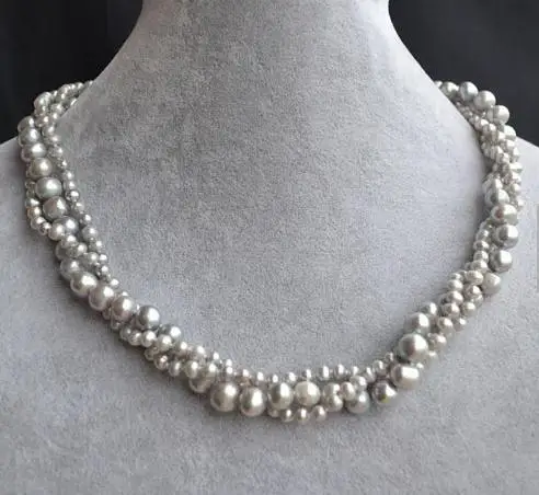 Unique Pearls jewellery Store Wedding Pearl Necklace 18 inches 3 rows Gray Genuine Freshwater Pearl Necklace Fine Jewelry
Unique Pearls jewellery Store Wedding Pearl Necklace 18 inches 3 rows Gray Genuine Freshwater Pearl Necklace Fine Jewelry