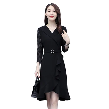 2020 Fall Women's New Fashion V-neck Lace Long - Sleeve Temperament Elegant Dress Comfortable Simple Pure Color Dress with Belt
2020 Fall Women's New Fashion V-neck Lace Long - Sleeve Temperament Elegant Dress Comfortable Simple Pure Color Dress with Belt