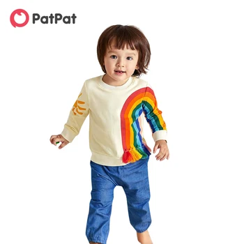 PatPat 2020 New Spring and Autumn Pretty Rainbow Print Long-sleeve Tee for Toddler Girl Tops Long-Sleeve Sweatshirt Clothes