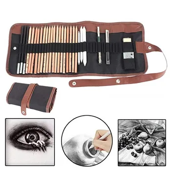 Art Supplies Artist Sketching Kit Canvas Roll Up Pencil Case For Beginners Child Professional Pencil Set Drawing Kit Wood Bag 
Art Supplies Artist Sketching Kit Canvas Roll Up Pencil Case For Beginners Child Professional Pencil Set Drawing Kit Wood Bag