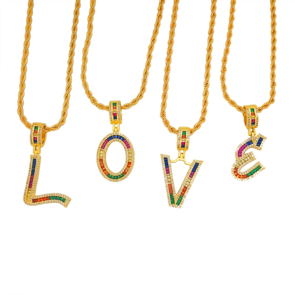Twisted Chain Chunky Initial Necklace Brush Font Letter Jewerly Gift CZ Alphabet Rainbow Necklace Zirconia Men collar iniciales 
Twisted Chain Chunky Initial Necklace Brush Font Letter Jewerly Gift CZ Alphabet Rainbow Necklace Zirconia Men collar iniciales