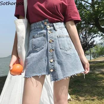 Skirts Women 2020 Summer New Fashion Single-breasted Button Womens Denim Mini Skirt Harajuku Korean Style Kawaii Casual Chic
Skirts Women 2020 Summer New Fashion Single-breasted Button Womens Denim Mini Skirt Harajuku Korean Style Kawaii Casual Chic