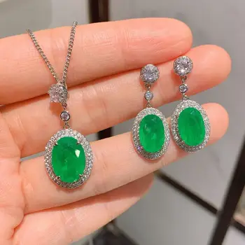 PARAIBA TOURMALINE EMERALD GEMSTONE JEWELRY SET 925 SILVER COLOR STUD EARRINGS PENDANT NECKLACES RING FOR WOMEN WEDDING GIFTS
PARAIBA TOURMALINE EMERALD GEMSTONE JEWELRY SET 925 SILVER COLOR STUD EARRINGS PENDANT NECKLACES RING FOR WOMEN WEDDING GIFTS