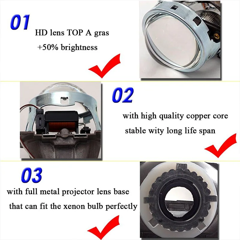 SHUOKE-Hella-Projector-Lens-Aluminum-3-0-Inches-Bi-Xenon-Car-Hid-Headlight-Modify-D1S-D2S 1