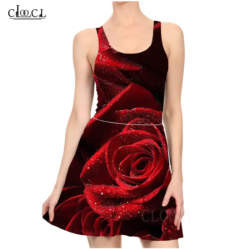 red rose dress womens