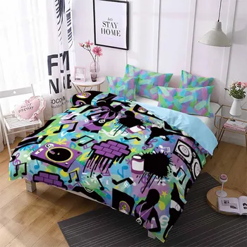 Colorful Graffiti Note Pattern Microfiber Bed Linen Set Fashion Occident Style Duvet Cover Set Boys Girls Home Soft Bedding
Colorful Graffiti Note Pattern Microfiber Bed Linen Set Fashion Occident Style Duvet Cover Set Boys Girls Home Soft Bedding