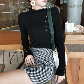 Turtleneck Sweater Women 2019 Button Knitted Cashmere Sweater Women Pullover Pull Femme Jumper Fall Winter Sweater Women Sweter 
Turtleneck Sweater Women 2019 Button Knitted Cashmere Sweater Women Pullover Pull Femme Jumper Fall Winter Sweater Women Sweter