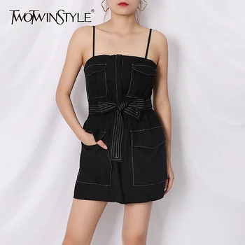 TWOTWINSTYLE Patchwork Striped Lace Up Bowknot Jumpsuit For Women Square Collar Sleeveless High Waist Wide Leg Jumpsuits Female
TWOTWINSTYLE Patchwork Striped Lace Up Bowknot Jumpsuit For Women Square Collar Sleeveless High Waist Wide Leg Jumpsuits Female