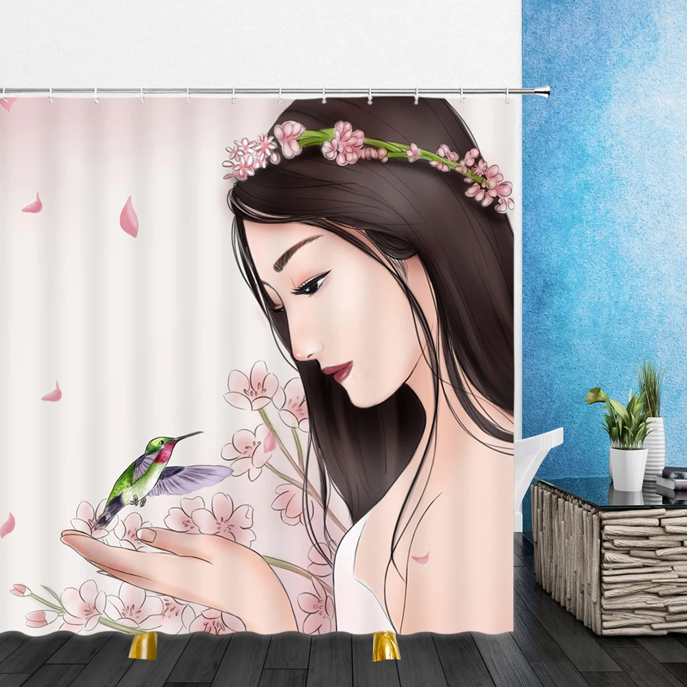 

Cartoons Shower Curtain 3DPrint Beautiful Flowers Scenery Boy Girl room Bath With Hooks Bathroom Home Waterproof Shower Curtains