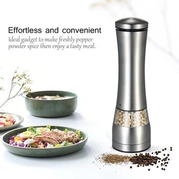 Stainless Steel Electric Pepper Grinder Acrylic Muller Mill Kitchen Seasoning Grinding Tool for Peppercorn Salt Sustard Spices 
Stainless Steel Electric Pepper Grinder Acrylic Muller Mill Kitchen Seasoning Grinding Tool for Peppercorn Salt Sustard Spices