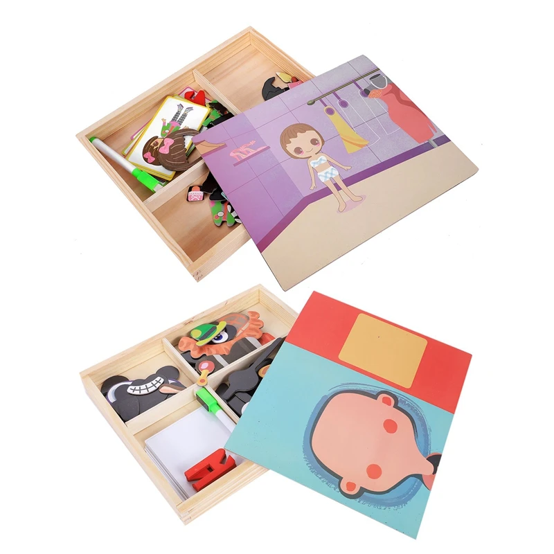Hot MWZ 2 Set Magnetic Fun Jigsaw Children Wooden Puzzle Board Box Pieces Games Cartoon Educational Drawing Baby Toys for Girls
Hot MWZ 2 Set Magnetic Fun Jigsaw Children Wooden Puzzle Board Box Pieces Games Cartoon Educational Drawing Baby Toys for Girls