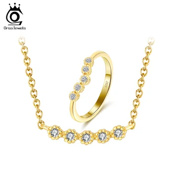 ORSA JEWELS Beautiful S925 Sterling Silver Necklace Ring Set Engagement Wedding Party Jewelry Set Clear AAAA Cubic Zirconia SS57 
ORSA JEWELS Beautiful S925 Sterling Silver Necklace Ring Set Engagement Wedding Party Jewelry Set Clear AAAA Cubic Zirconia SS57