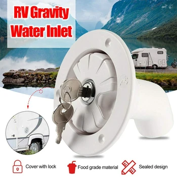 

Gravity Fresh Water Fill Hatch Inlet Filter Lockable Caravan Filler Neck Water Tanks RV Boat Camper Trailer White RV Accessories