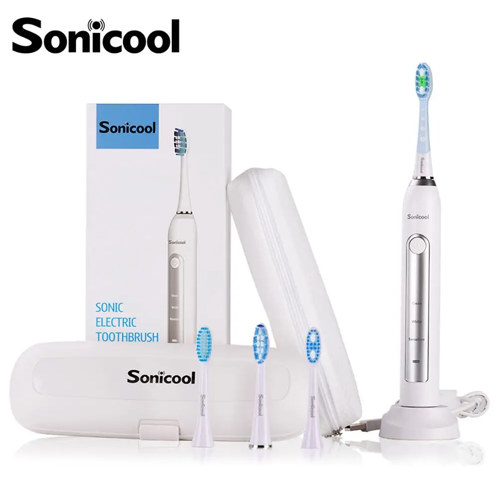 Sonicool 051B Electric Toothbrush Sonic USB Rechargeable Ultrasonic Three Modes Tooth Brushes With 4 Pcs DuPont Brush Heads
Sonicool 051B Electric Toothbrush Sonic USB Rechargeable Ultrasonic Three Modes Tooth Brushes With 4 Pcs DuPont Brush Heads