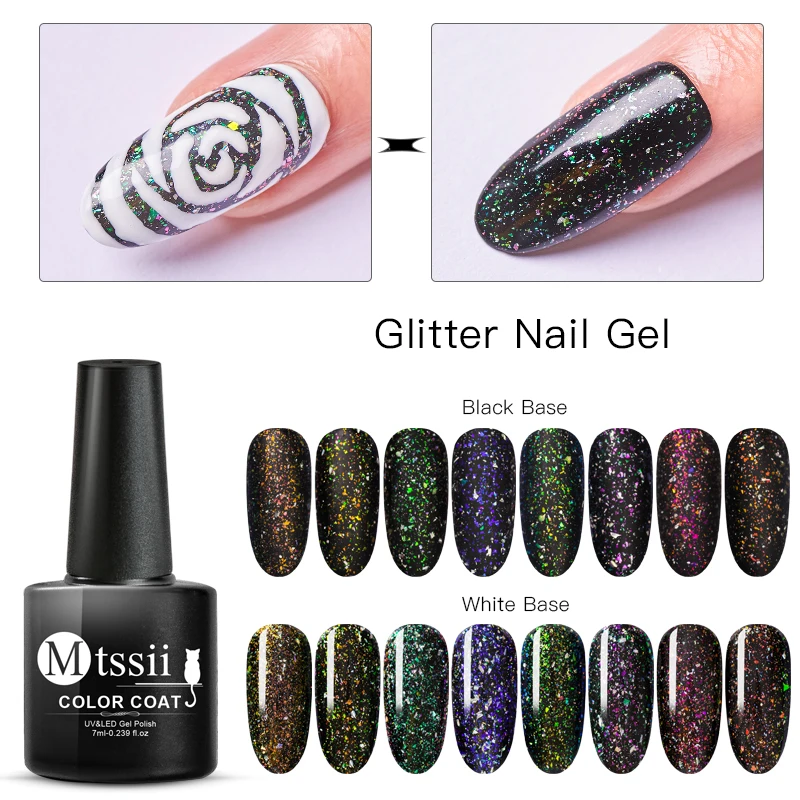 Mtssii Holographic Irregular Sequins Glitter Nail Gel Polish Laser Uv Hybrid Multi-colored Soak Off Art Varnish | Красота и здоровье