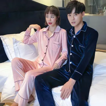 Puls Size 3XL-5XL Couple Autumn Velour 2PCS Pocket Pajamas Set Sexy Turn-down Collar Button Rayon Pyjamas Sleepwear Home Wear 
Puls Size 3XL-5XL Couple Autumn Velour 2PCS Pocket Pajamas Set Sexy Turn-down Collar Button Rayon Pyjamas Sleepwear Home Wear