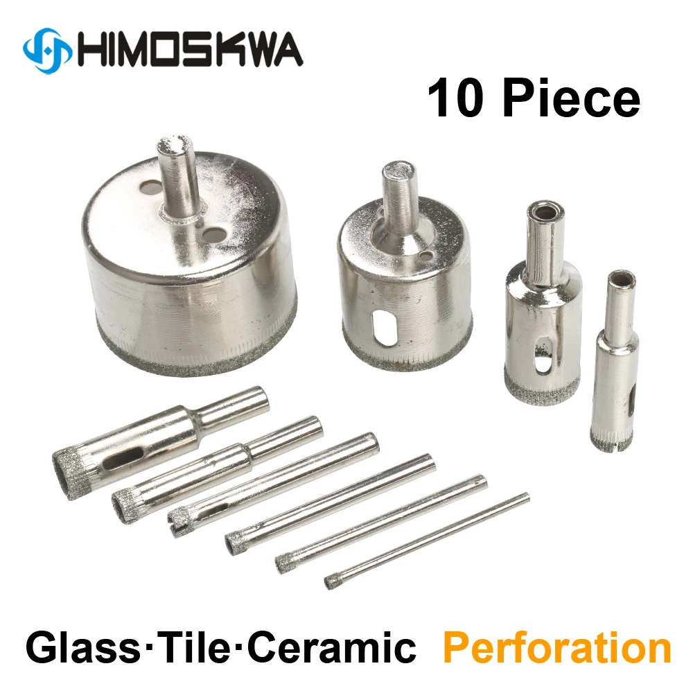 10pcs silver Diamond Coated Hole Saw Drill Bit Tool Set 8/10/12/14/16/18/20/22/25/50mm For Tile Ceramic Marble Glass
10pcs silver Diamond Coated Hole Saw Drill Bit Tool Set 8/10/12/14/16/18/20/22/25/50mm For Tile Ceramic Marble Glass