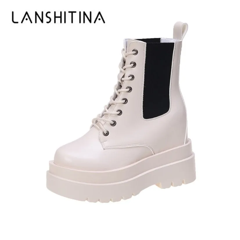 Women Motorcycle Ankle Boots 2020 Comfortable Platform Chunky Boots Rubber Sole Lace Up Soft Leather 10cm High Heels Shoes Woman
Women Motorcycle Ankle Boots 2020 Comfortable Platform Chunky Boots Rubber Sole Lace Up Soft Leather 10cm High Heels Shoes Woman