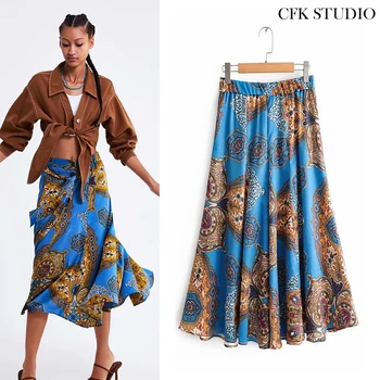 Women Midiskirt with Elastic Waist Chain Floral Printing Chiffon Midiskirt 2020 New Summer Blue Elegant A-line Silk Midiskirt
Women Midiskirt with Elastic Waist Chain Floral Printing Chiffon Midiskirt 2020 New Summer Blue Elegant A-line Silk Midiskirt