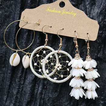 Fashion Women's Earrings Set Gold Round Alloy White Flower Shell Dream Catcher Dangle Hanging Earrings For Women Jewelry Gifts
Fashion Women's Earrings Set Gold Round Alloy White Flower Shell Dream Catcher Dangle Hanging Earrings For Women Jewelry Gifts