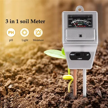 Square 3 In 1 Plant Flowers Analyzer Pointer Soil Moisture PH Light Meter Tester Hygrometer Test Detector Damp Tester Instrument