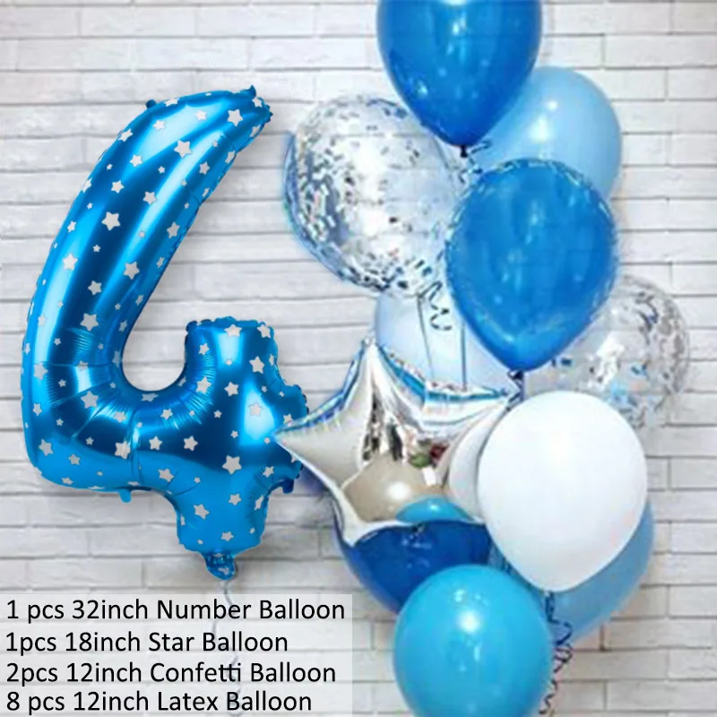 12 шт. синие цифры фольга латекс воздушные шары украшение для дня рождения Детский