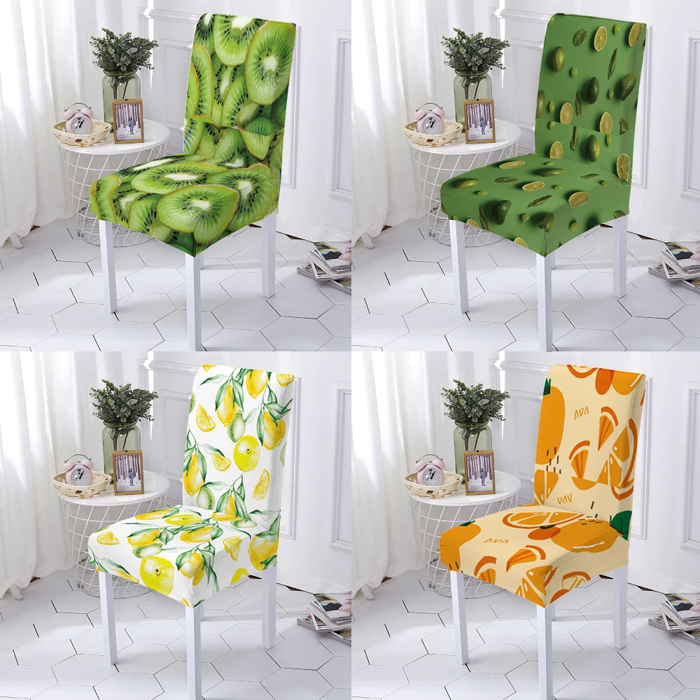 

Colorful Fruit Chair Cover Lemon Peach Decoration Restaurant Seat Cover Spandex Stretch Chair Cover Restaurant Wedding Banquet