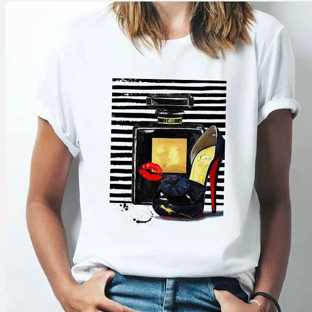 Fashion brand Pink Perfume Bottle Sweet stripe t shirt women Colorful Flower print lady Tees harajuku Casual Korean Style Tops
Fashion brand Pink Perfume Bottle Sweet stripe t shirt women Colorful Flower print lady Tees harajuku Casual Korean Style Tops