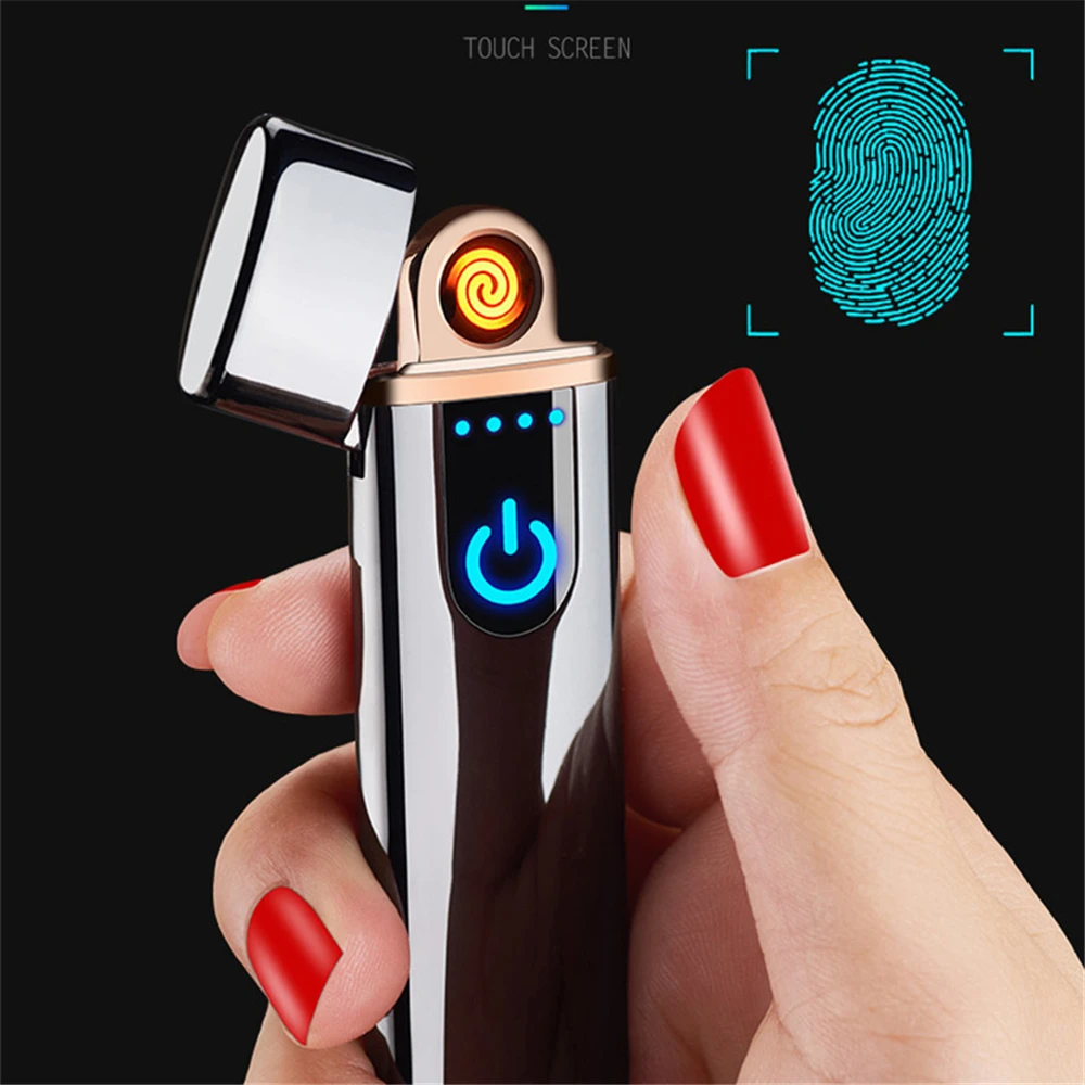 USB перезаряжаемая зажигалка с бесплатным лазерным логотипом светодиодный экран