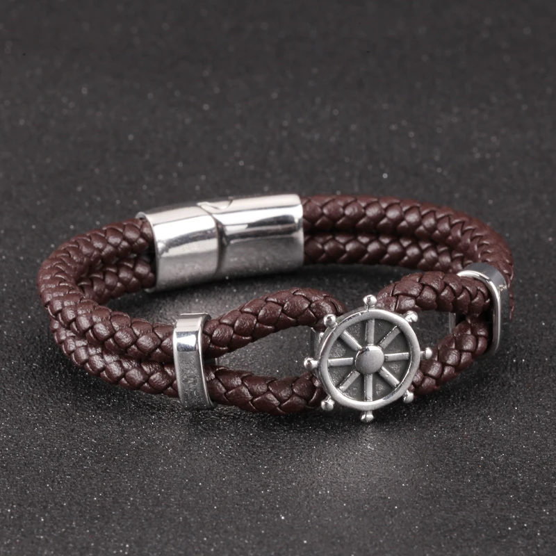 Mcllroy Handmade Rudder Men Bracelet Multi-layer Magnet Black/Brown Genuine Leather Bracelets Bangles Homme Customized Jewelry
Mcllroy Handmade Rudder Men Bracelet Multi-layer Magnet Black/Brown Genuine Leather Bracelets Bangles Homme Customized Jewelry