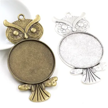 5pcs/lot 35mm Inner Size Antique Bronze and Silver Plated colors Vintage Owl Style Cabochon Base Setting Charms Pendant 
5pcs/lot 35mm Inner Size Antique Bronze and Silver Plated colors Vintage Owl Style Cabochon Base Setting Charms Pendant