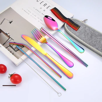 8pcs Portable Stainless Steel Cutlery Set Travel Dinnerware Set with Metal Straw Chopsticks and Case Reusable Outdoor Flatware
8pcs Portable Stainless Steel Cutlery Set Travel Dinnerware Set with Metal Straw Chopsticks and Case Reusable Outdoor Flatware