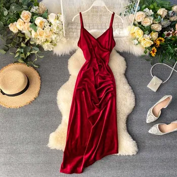 NiceMix Sexy Retro Velvet Dress Women Autumn High Waist Thin Irregular Solid Color V Neck Elegant Vestidos
NiceMix Sexy Retro Velvet Dress Women Autumn High Waist Thin Irregular Solid Color V Neck Elegant Vestidos