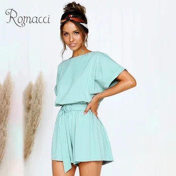 Romacci Summer Women Solid Color Playsuit O Neck Short Sleeve Elastic High Waist Jumpsuit Rompers One Piece with Belt Jumpsuit
Romacci Summer Women Solid Color Playsuit O Neck Short Sleeve Elastic High Waist Jumpsuit Rompers One Piece with Belt Jumpsuit