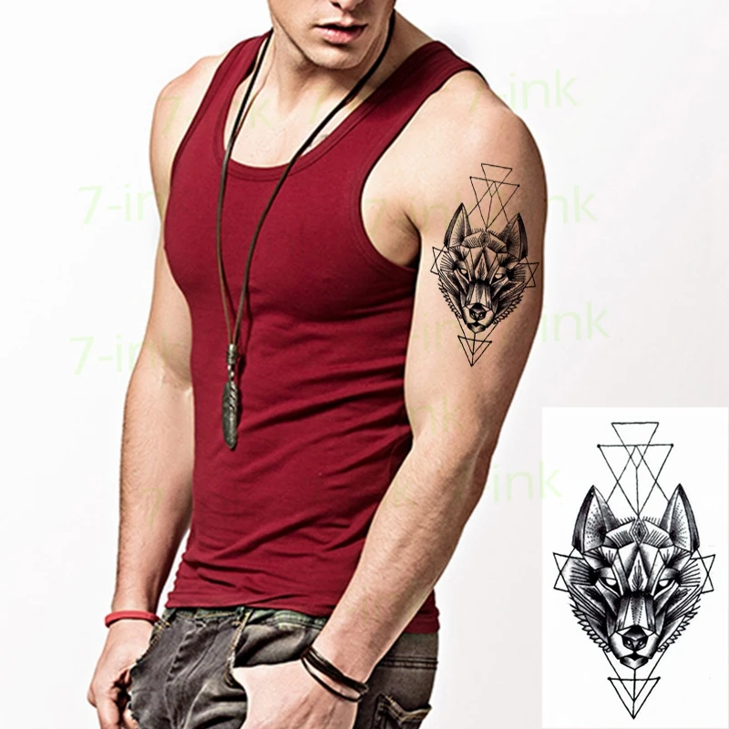 Waterproof Tattoo Stickers Geometric Triangle Wolf Head Temporary Tattoos Falsh Fake Totem Tattoo for Women Men
Waterproof Tattoo Stickers Geometric Triangle Wolf Head Temporary Tattoos Falsh Fake Totem Tattoo for Women Men