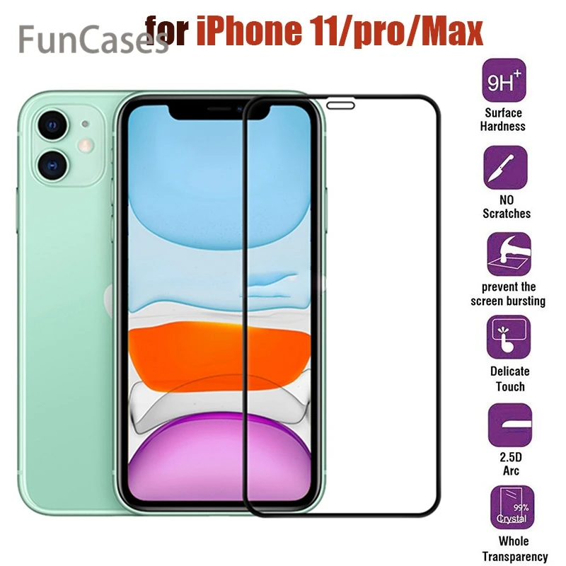 9H HD полное покрытие закаленное стекло для iPhone 11 Pro Max 6 5 "стекло на 1" Защитная