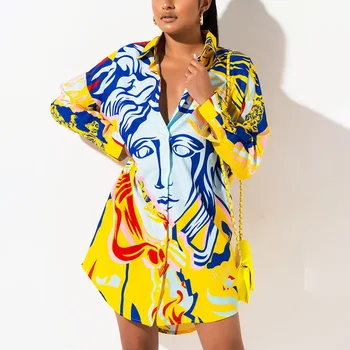 Bikitique Fun Printed Long Sleeve Long Blouse Ladies Lapel Loose Vintage Blouse Women Plus Size Casual Blusas Mujer De Moda 2019
Bikitique Fun Printed Long Sleeve Long Blouse Ladies Lapel Loose Vintage Blouse Women Plus Size Casual Blusas Mujer De Moda 2019
