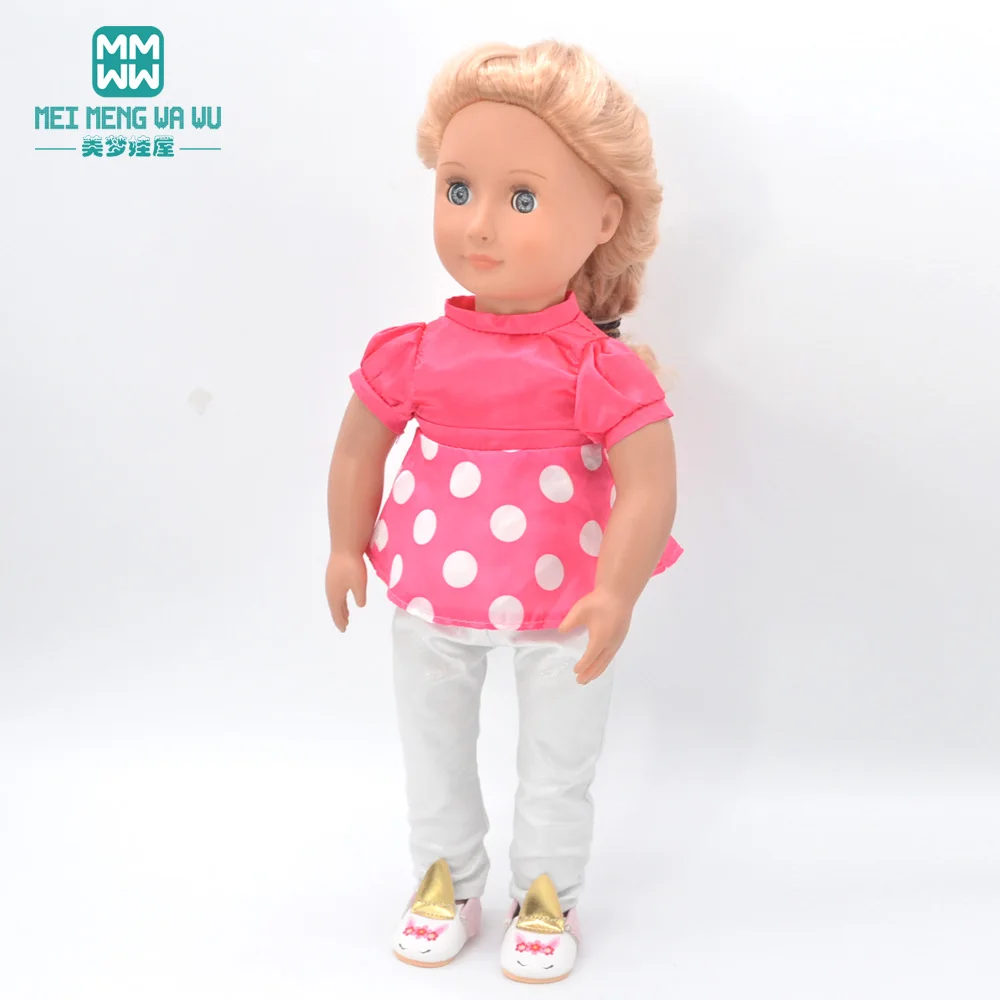 18 inch 45cm Doll clothes American doll accessories Fashion polka dot shirt, white trousers girl gift
18 inch 45cm Doll clothes American doll accessories Fashion polka dot shirt, white trousers girl gift