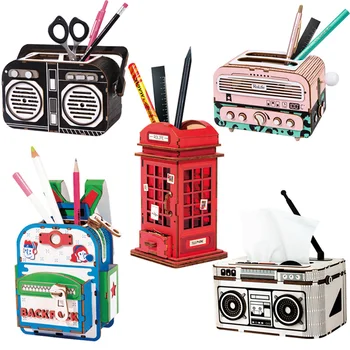 Robotime DIY Pen Holder Telephone Booth Recorder Radio Backpacks Pencil Box Wooden Desktop Storage Box For Children Girl Gift
Robotime DIY Pen Holder Telephone Booth Recorder Radio Backpacks Pencil Box Wooden Desktop Storage Box For Children Girl Gift