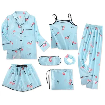 Sleepwear 7 Pieces Pyjama Set 2019 Women Autumn Winter Sexy Pajamas Sets Sleep Suits Soft Sweet Cute Nightwear Gift Home Clothes
Sleepwear 7 Pieces Pyjama Set 2019 Women Autumn Winter Sexy Pajamas Sets Sleep Suits Soft Sweet Cute Nightwear Gift Home Clothes