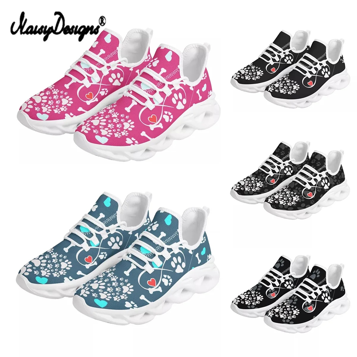 

Noisydesigns Summer Sneakers Women 2021 Cute Cat/dog Paw Prints Breathable Mesh Women's Casual Shoes Comfortable Walking Shoe