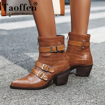 TAOFFEN British Style Women Ankle Boots Pointed Toe Zipper Buckle High Heels Shoes Daily Punk Women Footwear Size 33-43
TAOFFEN British Style Women Ankle Boots Pointed Toe Zipper Buckle High Heels Shoes Daily Punk Women Footwear Size 33-43