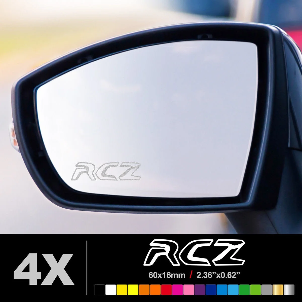 For (4Pcs) PEUGEOT RCZ WING MIRROR ETCHED GLASS CAR VINYL DECALS STICKERS ETCH