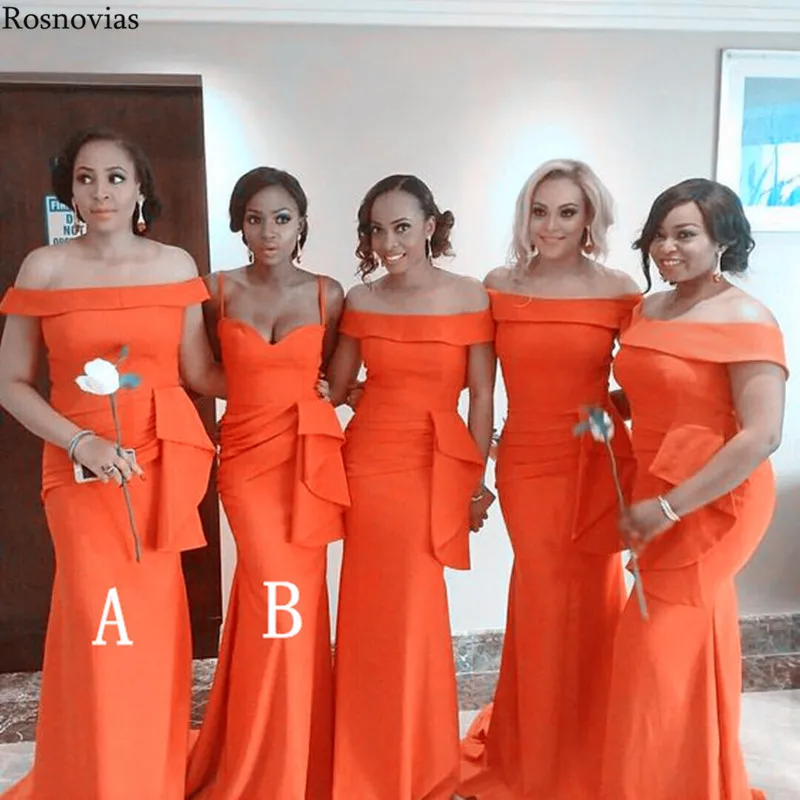 Orange Long Mermaid Bridesmaids Dresses 2019 Sweep Train Two Style Maid of Honor Gowns Wedding Guest Dresses Plus Size Cheap
Orange Long Mermaid Bridesmaids Dresses 2019 Sweep Train Two Style Maid of Honor Gowns Wedding Guest Dresses Plus Size Cheap
