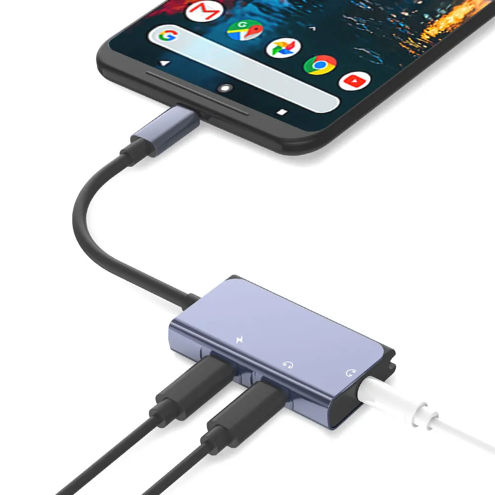 Type c audio converter dual type c interface 3.5mm headphone port charging call will not be interrupted
Type c audio converter dual type c interface 3.5mm headphone port charging call will not be interrupted