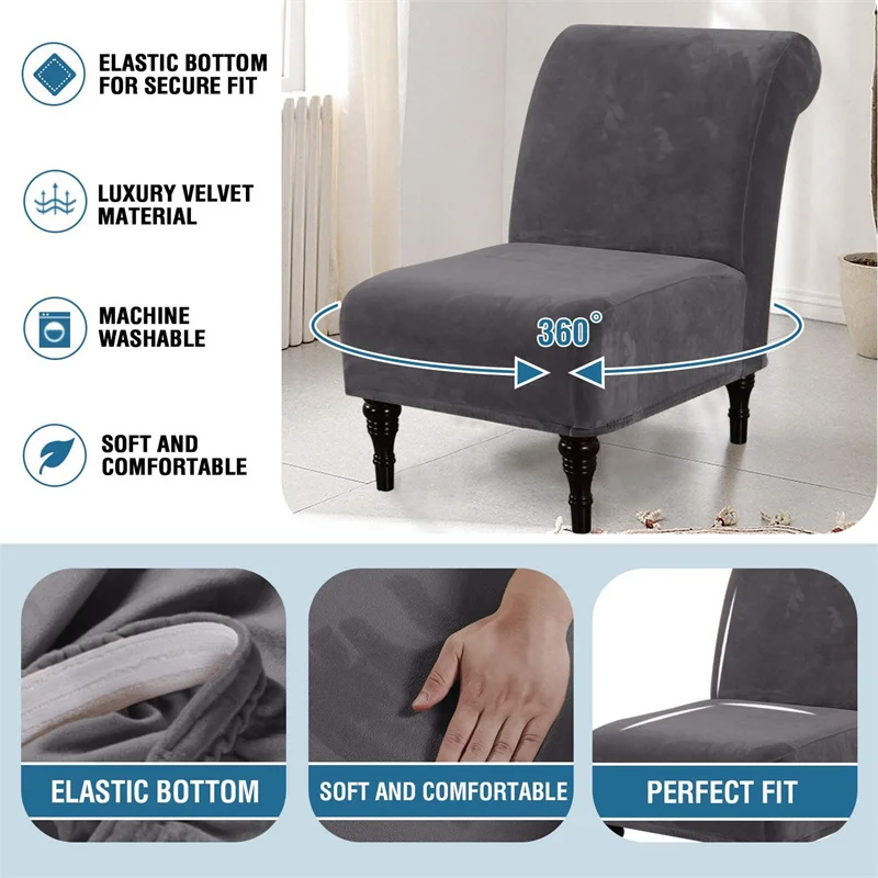 Housse de protection de chaise sans accoudoirs en velours, pour canapé simple, extensible, moderne, pour la maison Housse de protection de chaise sans accoudoirs en velours, pour canapé simple, extensible, moderne, pour la maison